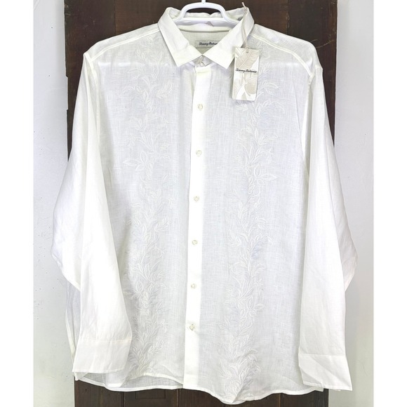 Tommy Bahama Other - Tommy Bahama NWT Men's Button Up Shirt 2XL White Embroidered Linen Wedding Groom